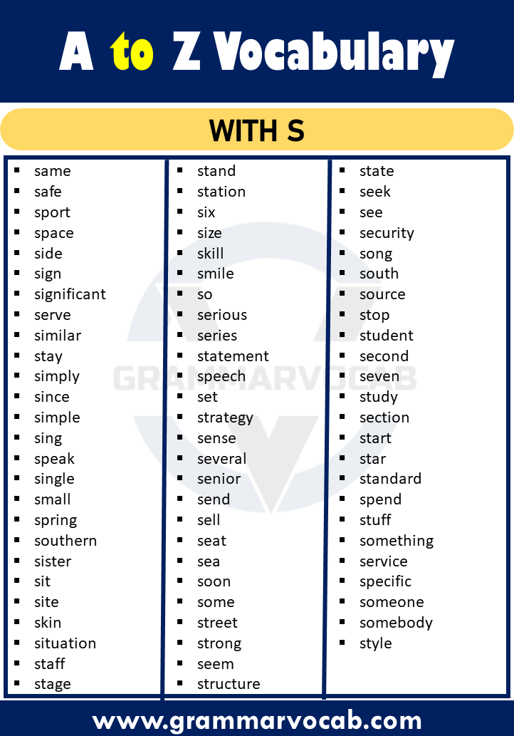 vocabulary words with s