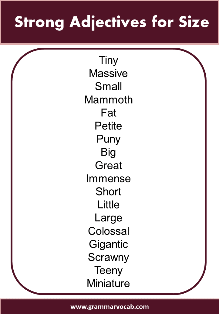 Strong Adjectives for Size
