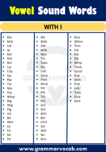 100 Examples of Short Vowel Sound Words - GrammarVocab