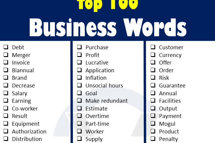 Top 100 Business Vocabulary Words GrammarVocab