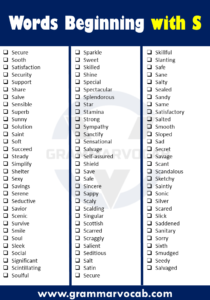 1500 Common Words Beginning with S - GrammarVocab