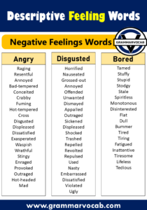 100 Descriptive Feeling Words List in English - GrammarVocab