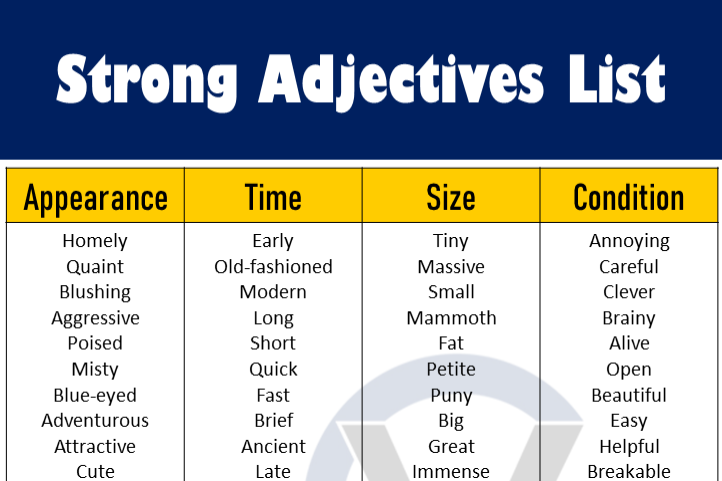 300 List Of Strong Adjectives Pdf GrammarVocab