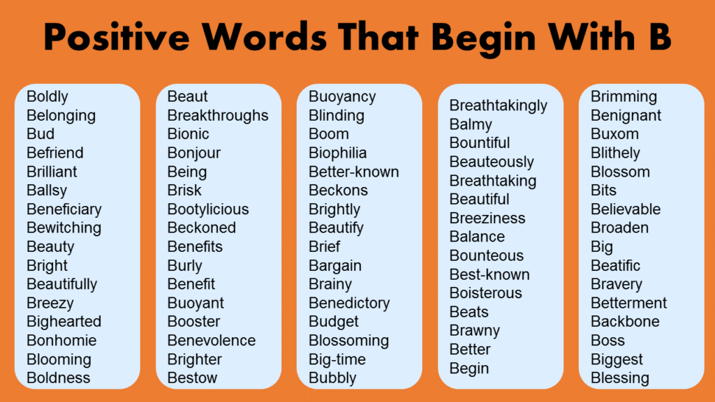 200 Positive Words That Begin With B GrammarVocab