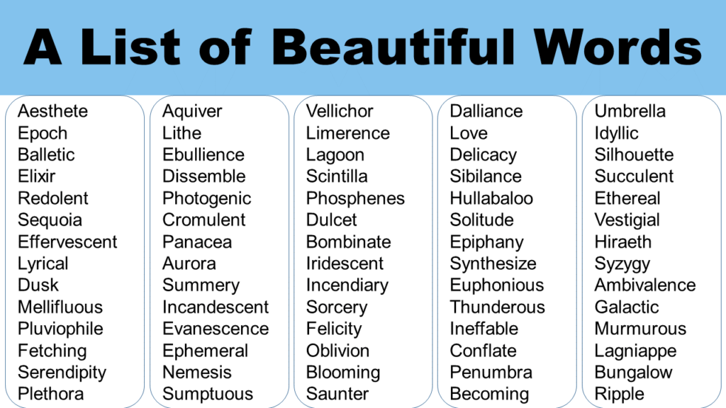 A List of Beautiful Words