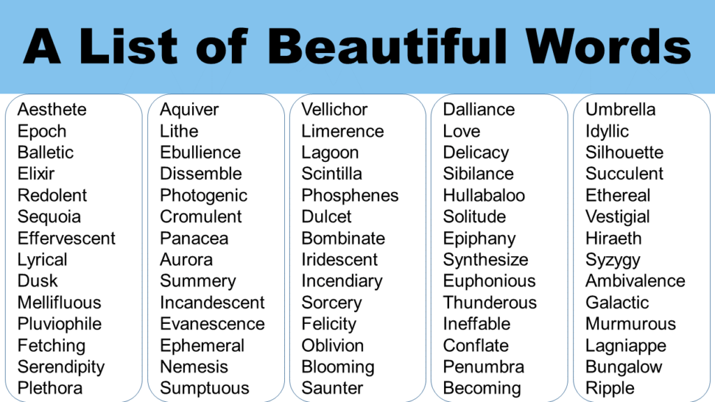 A List Of Beautiful Words GrammarVocab