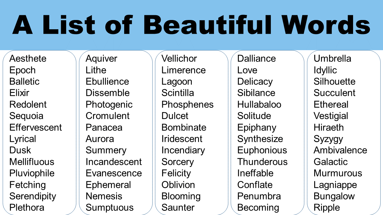 A List Of Beautiful Words GrammarVocab