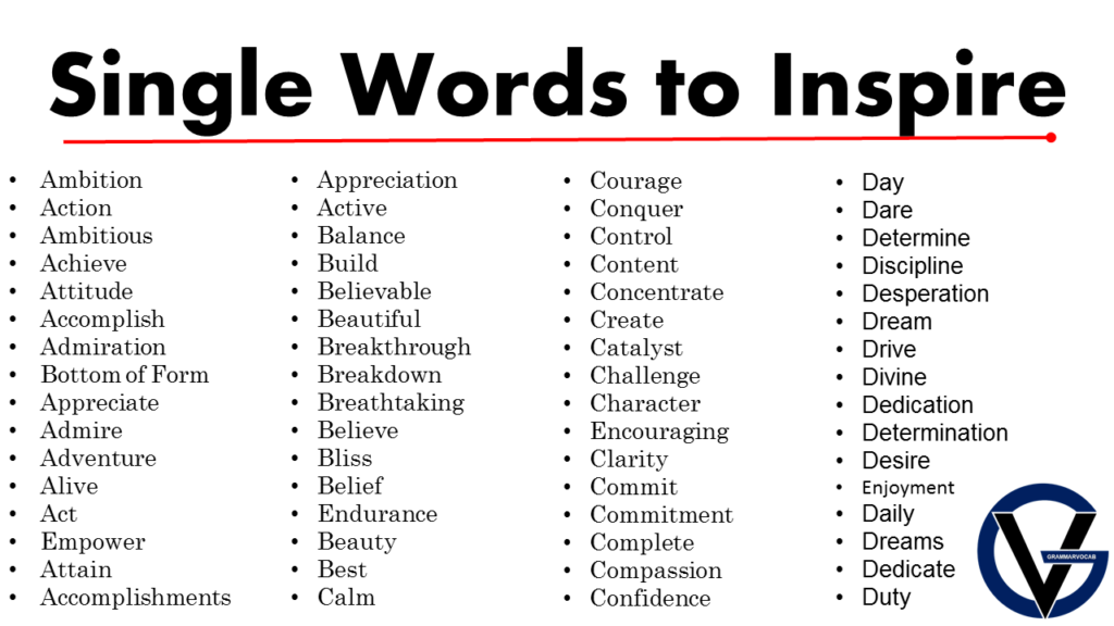 Motivational Words List of Single Words to Inspire GrammarVocab