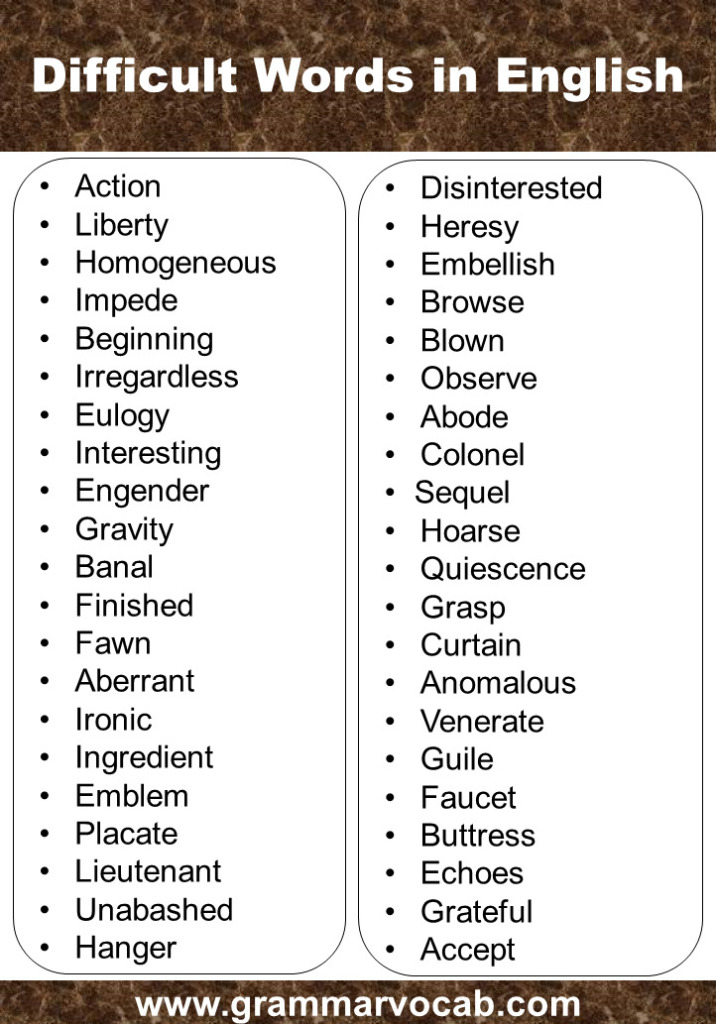 hard english words for essay