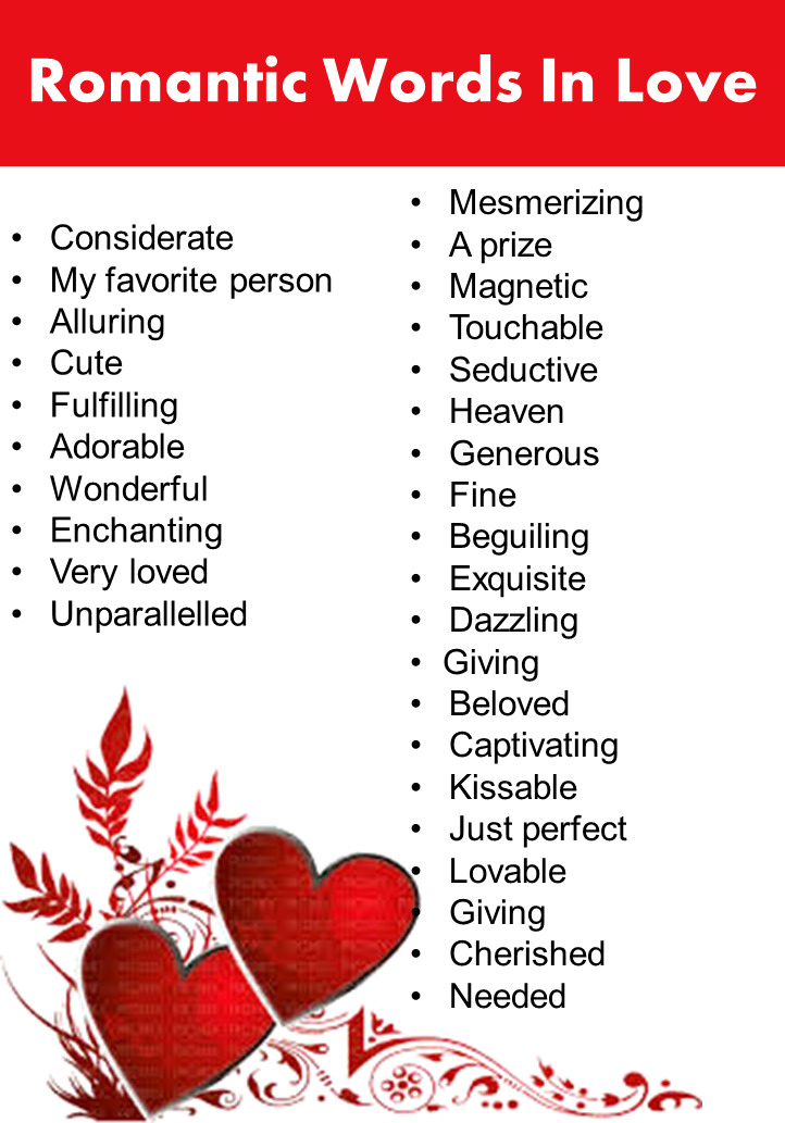 List Of 100 Romantic Words In Love GrammarVocab