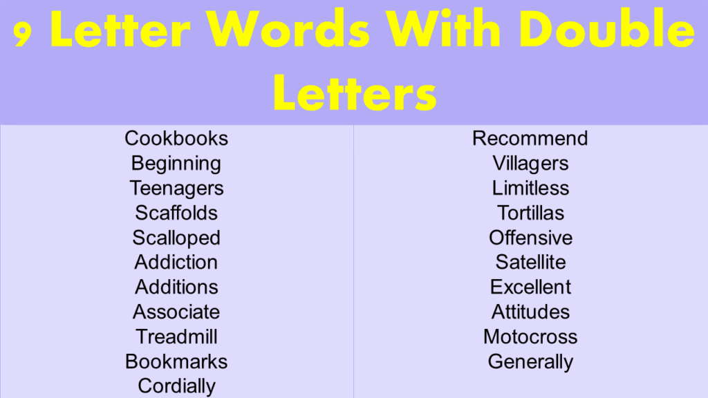 9 Letter Words With Double Letters GrammarVocab