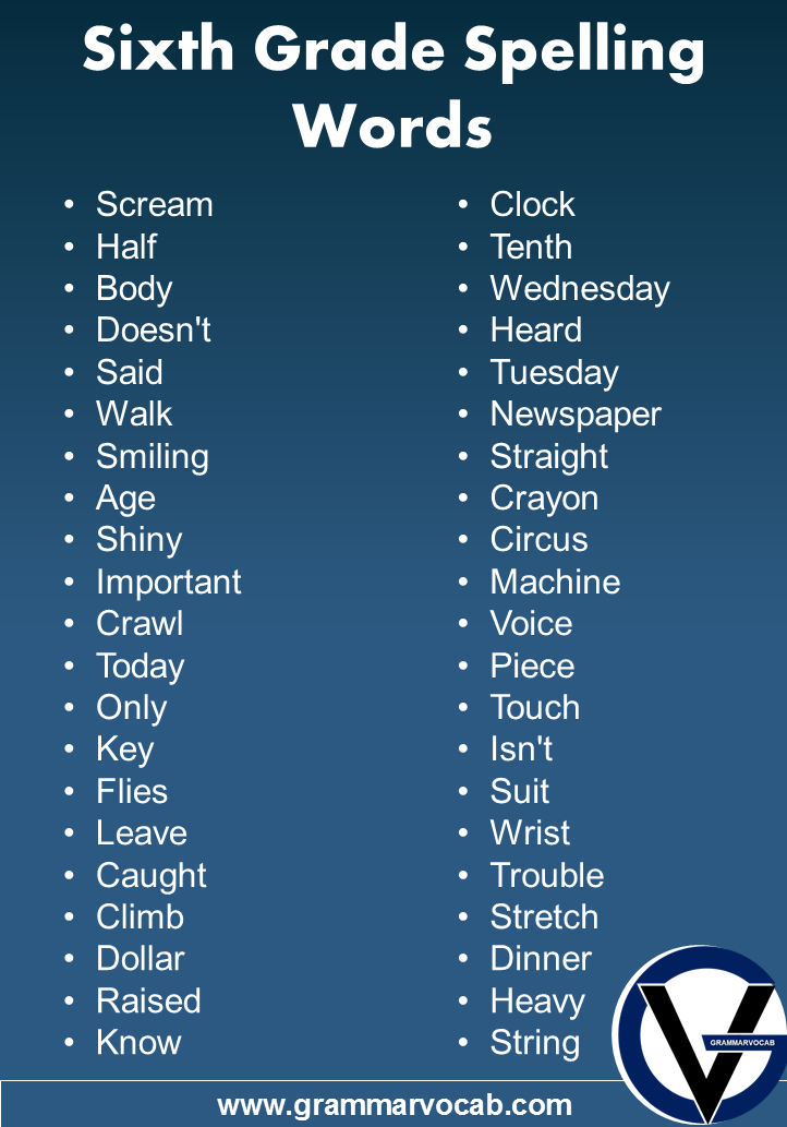 3rd Grade Spelling Words List