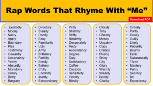 200+ Rap Words That Rhyme With Me - Grammarvocab