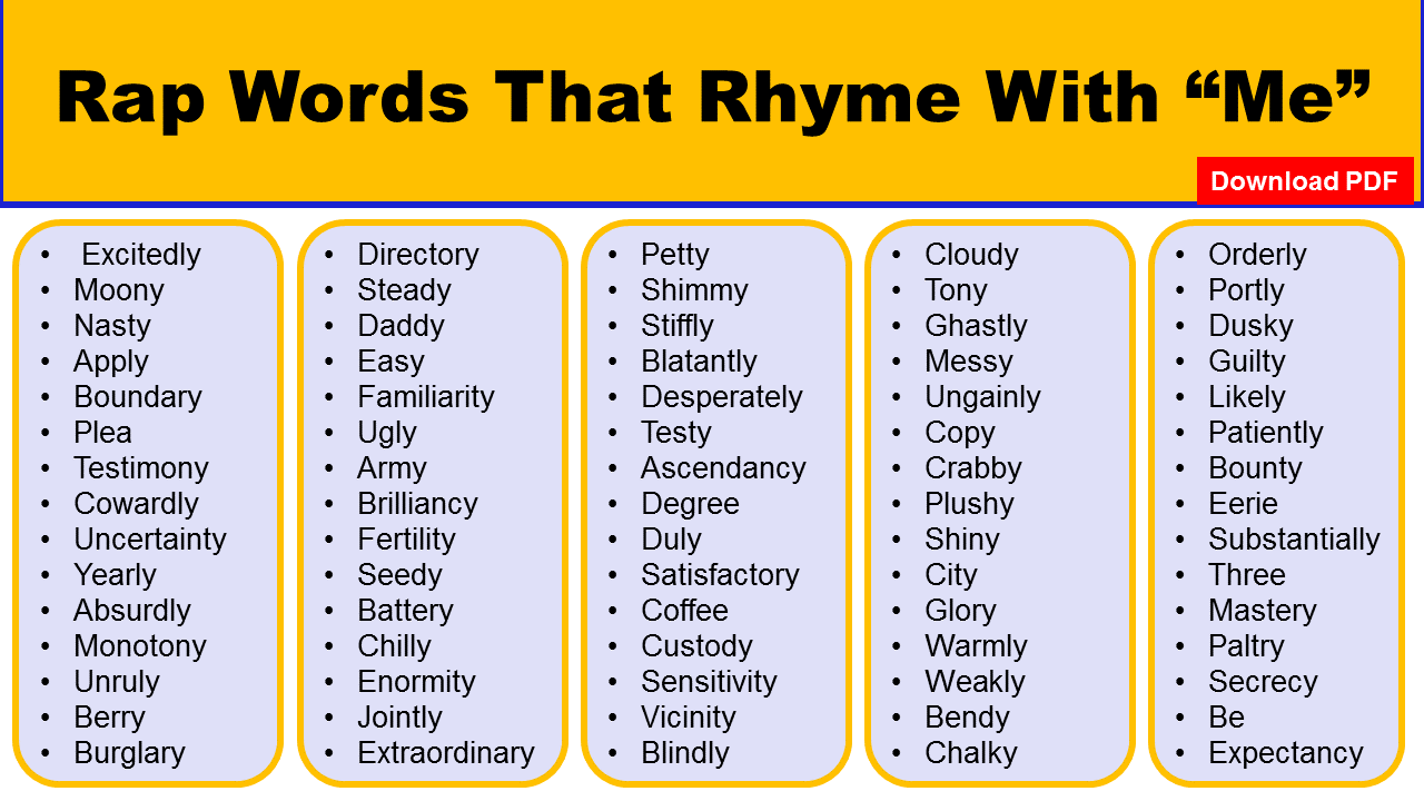 Rap Words That Rhyme With Me