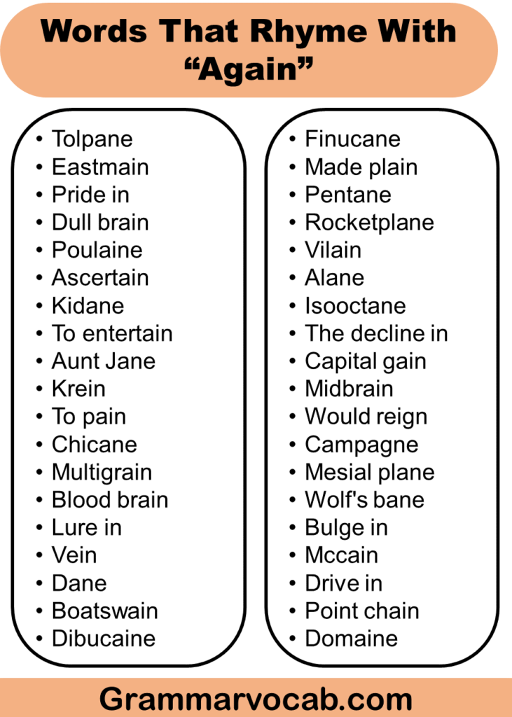 List of Words That Rhyme With