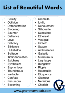 A List of Beautiful Words - GrammarVocab