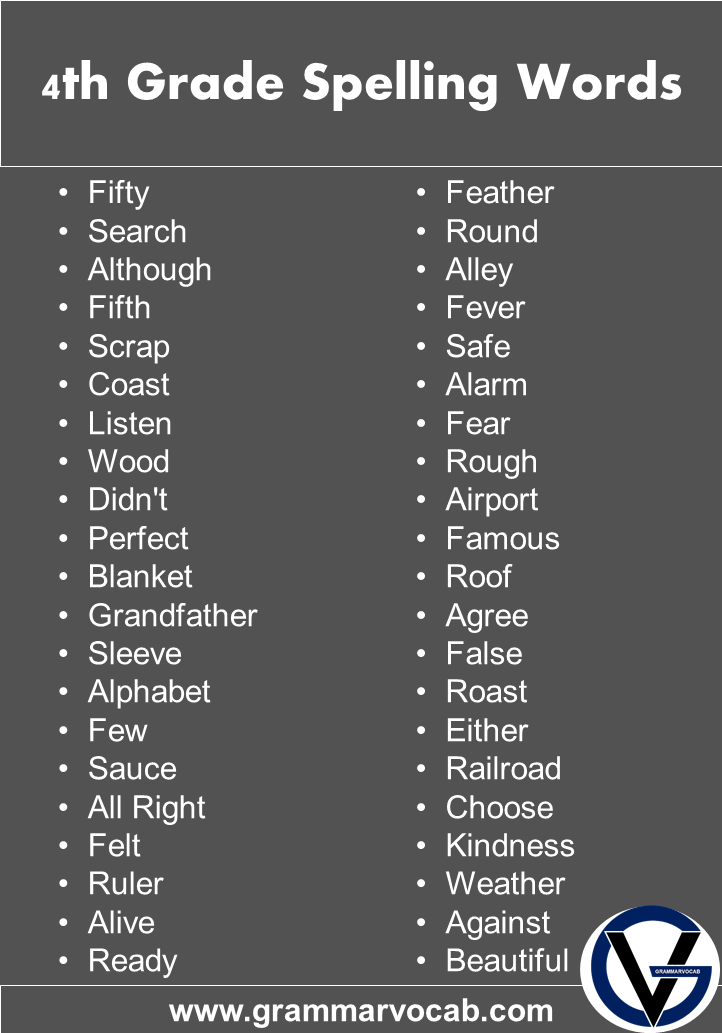4th grade spelling words