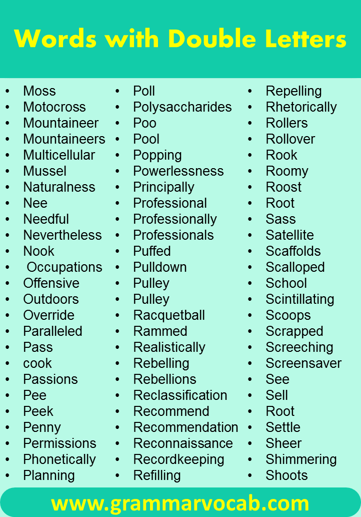 Words In English With Double Letters