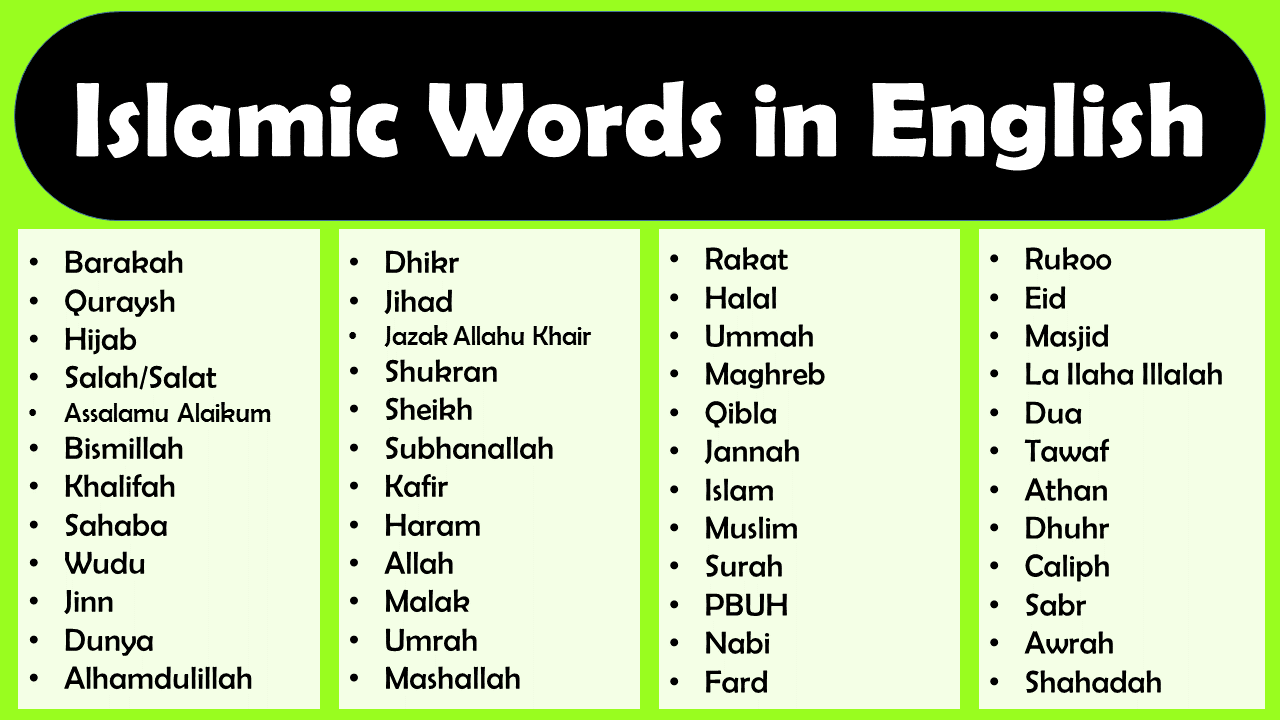 90 Islamic Words In English GrammarVocab