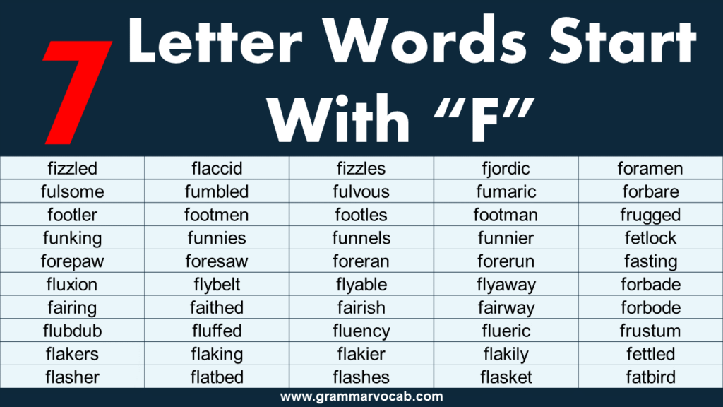 Seven Letter Words That Start With F GrammarVocab