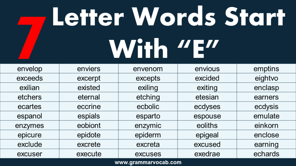 Seven Letter Words That Start With E GrammarVocab