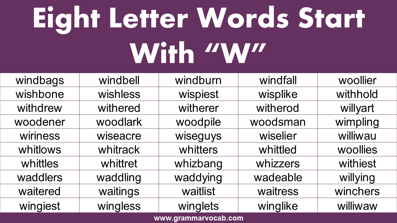 Eight Letter Words Starting With W