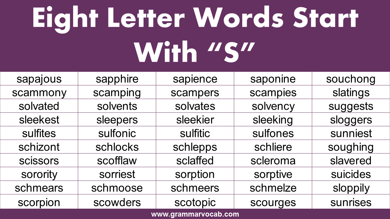 What Are 8 Letter Words That Start With F