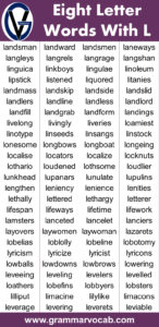 Locutory Eight letter words starting with L - GrammarVocab