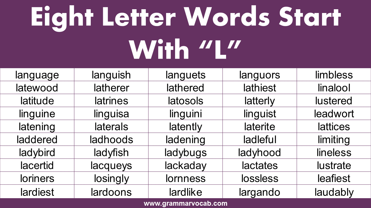 Eight Letter Words Starting With L GrammarVocab