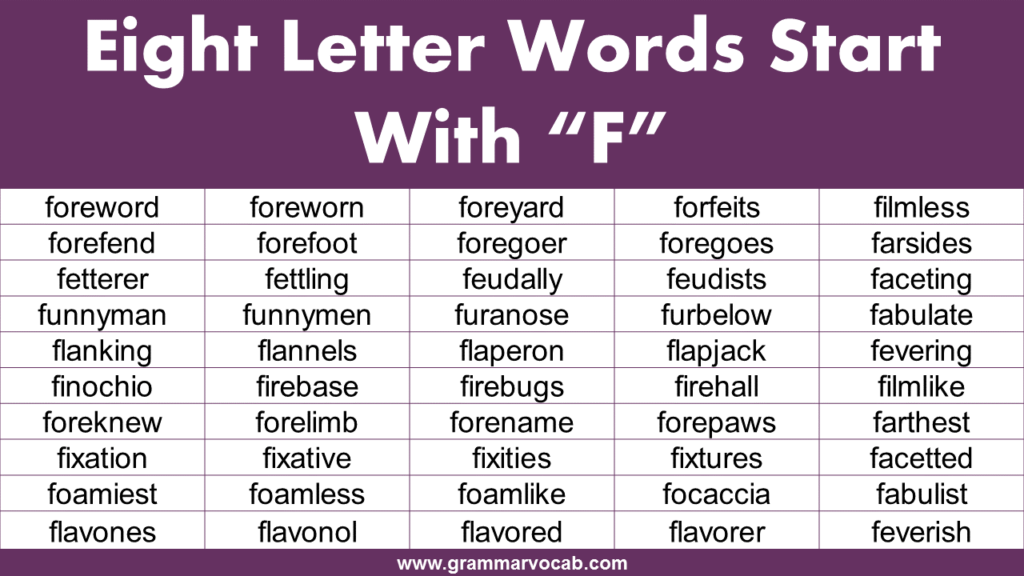 6 Letter F Words List