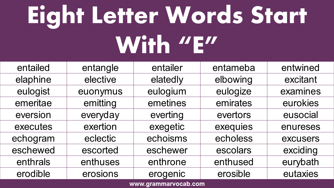 Eight Letter Words Beginning With E