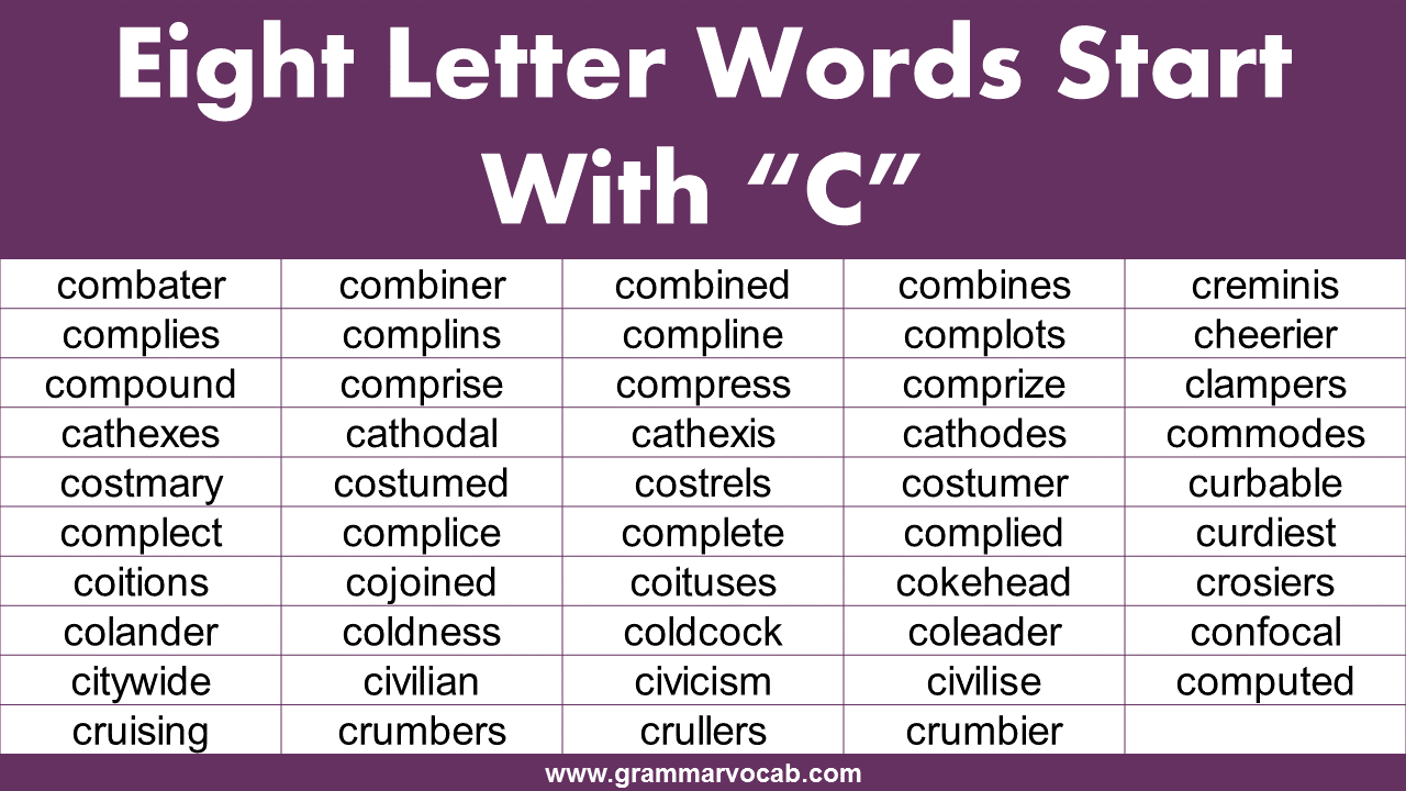 Eight letter words starting with C