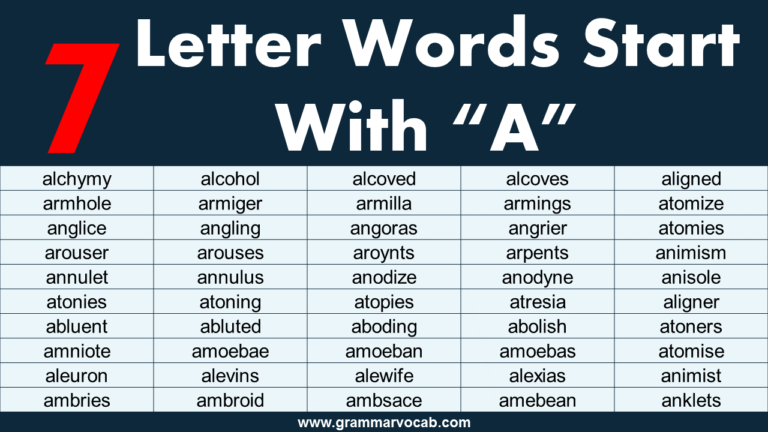 7 letter words - GrammarVocab