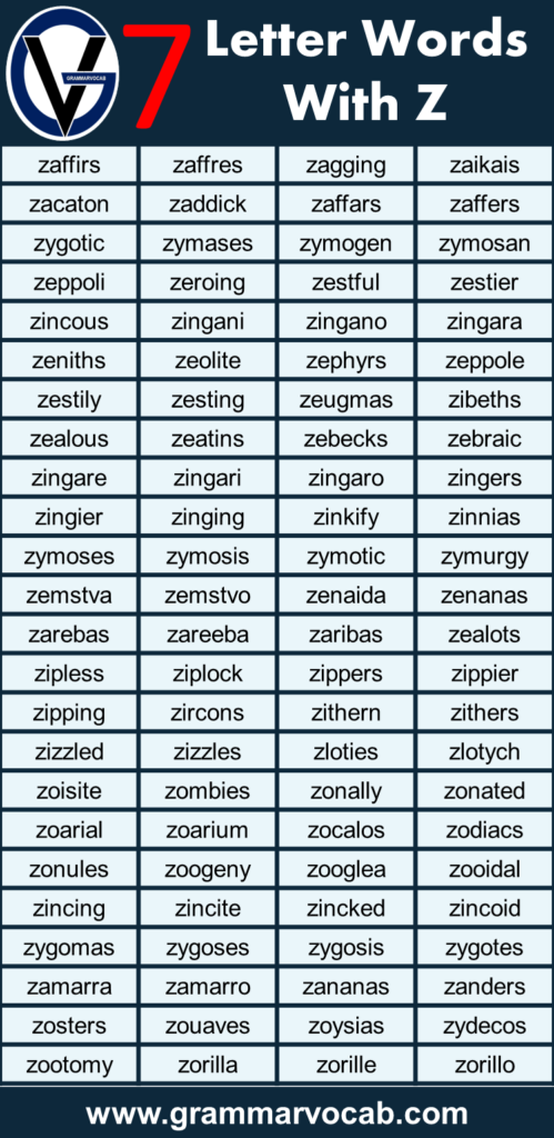 English Words That Have Z In Them