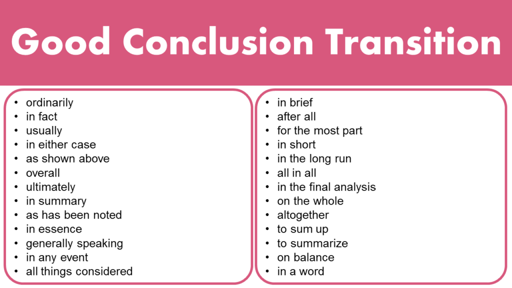 Good Conclusion Transition Words