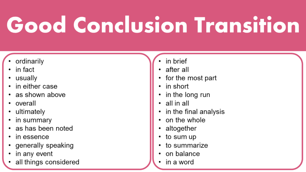 Good Transition Words To Start A Conclusion