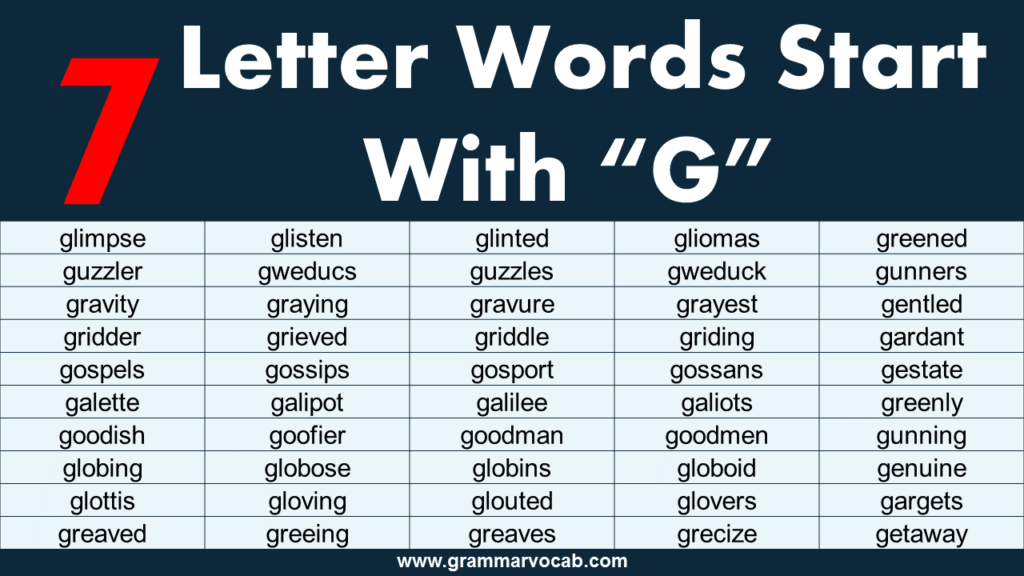 Seven letter words starting with G