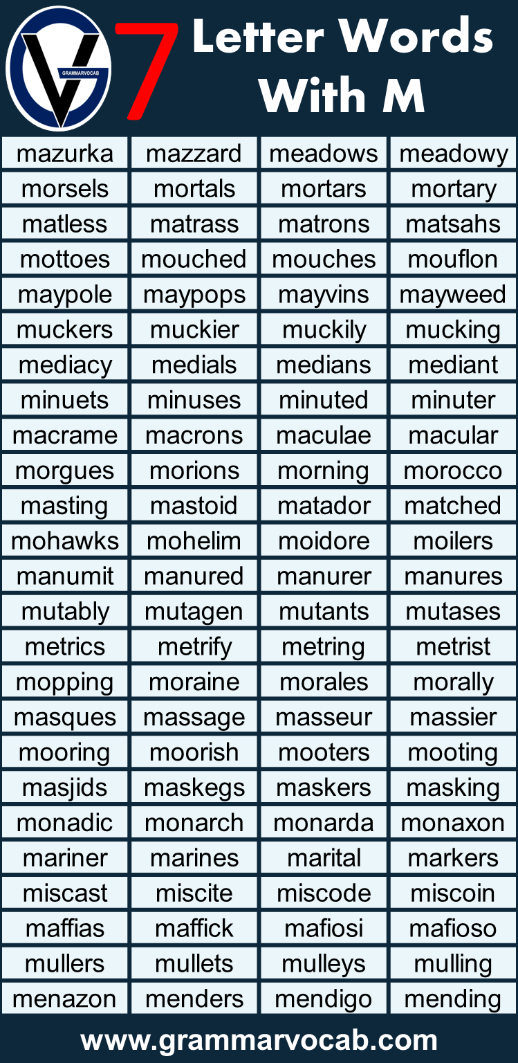 list of words with m