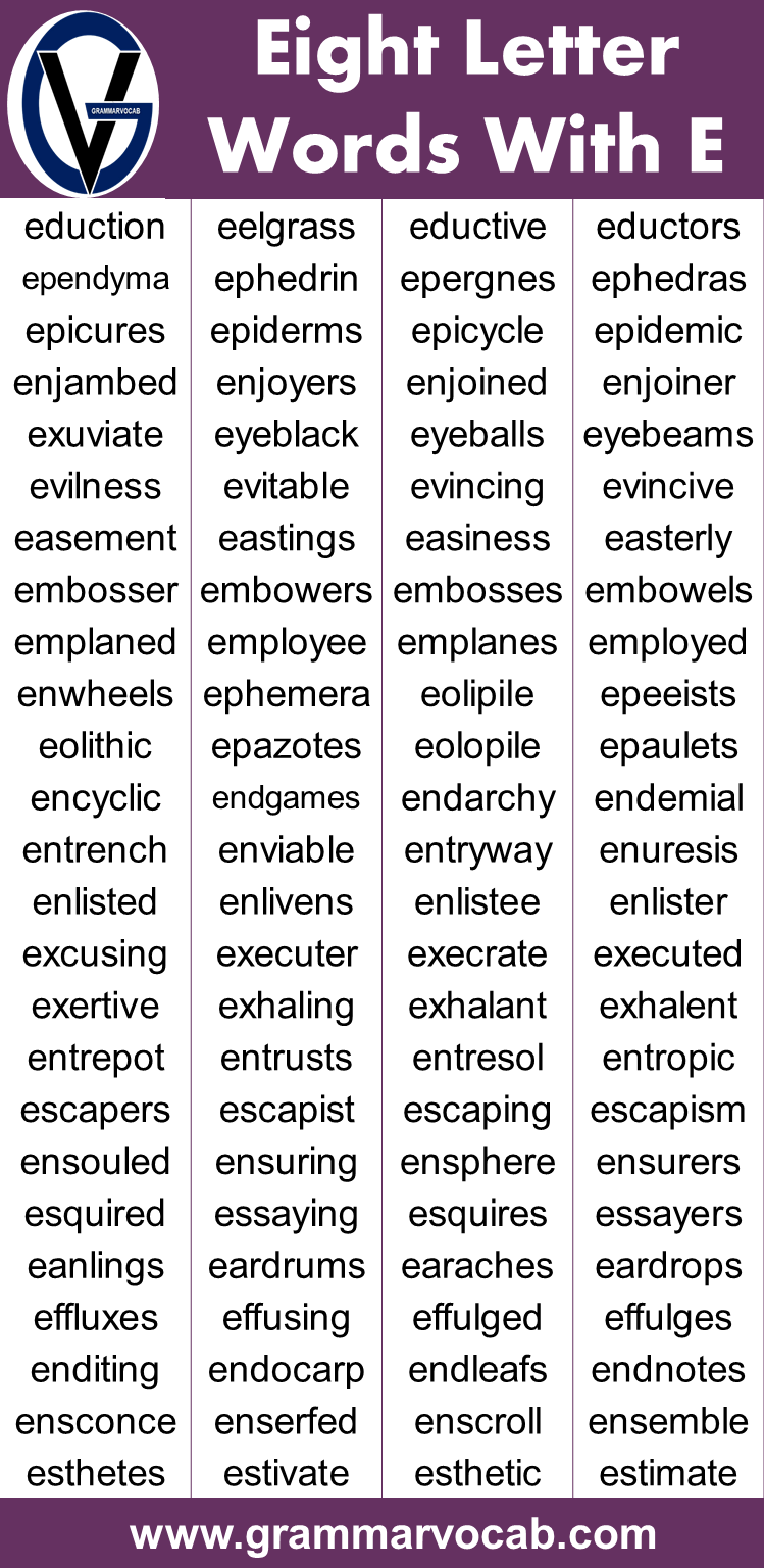 list of words start with e