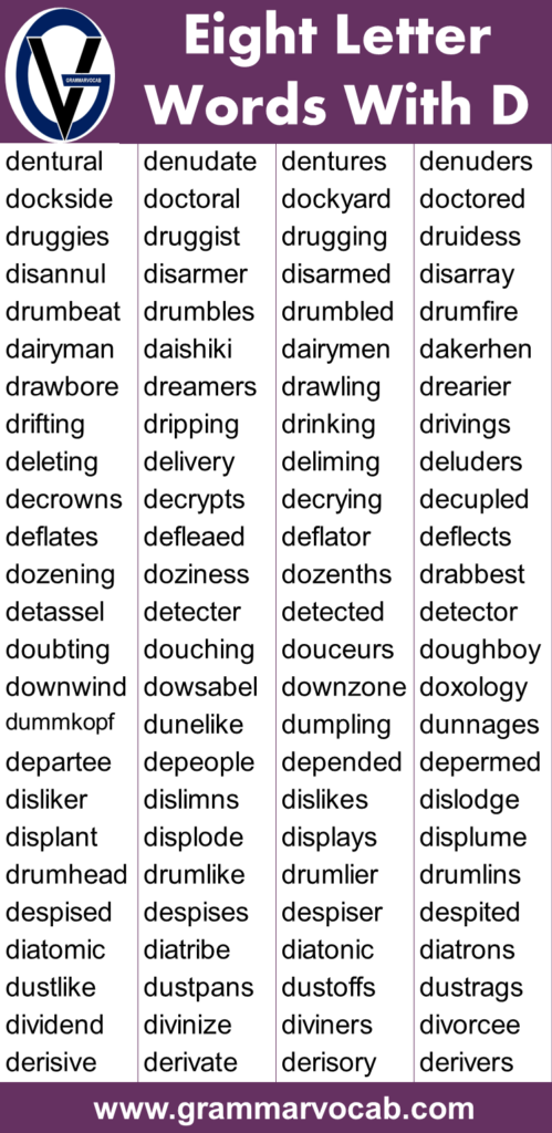 Eight Letter Words Beginning With D - GrammarVocab