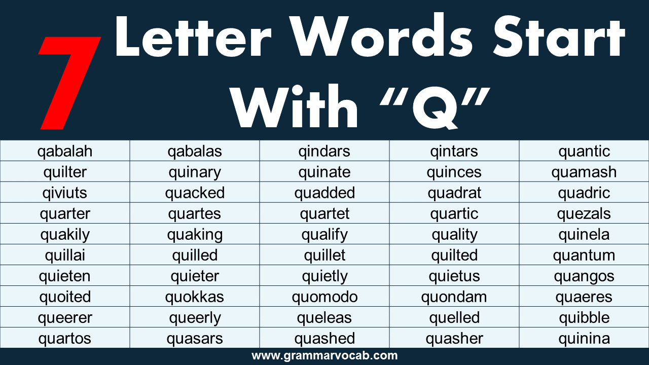 Seven letter words starting with Q