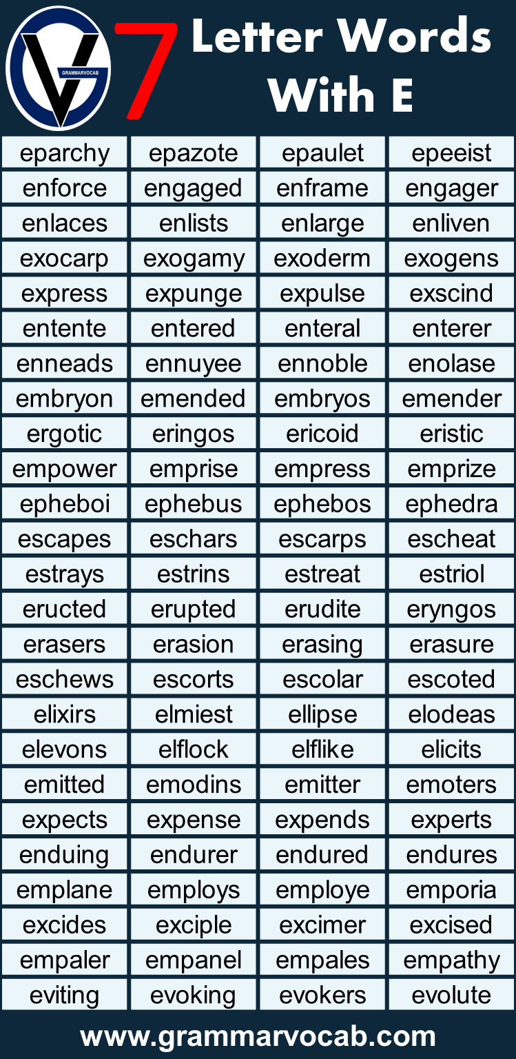 7 letter words starting with E