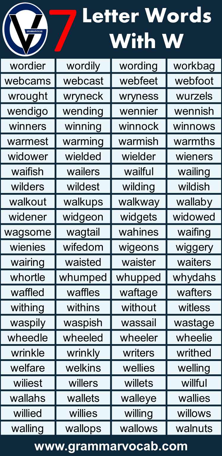 Seven letter words starting with W