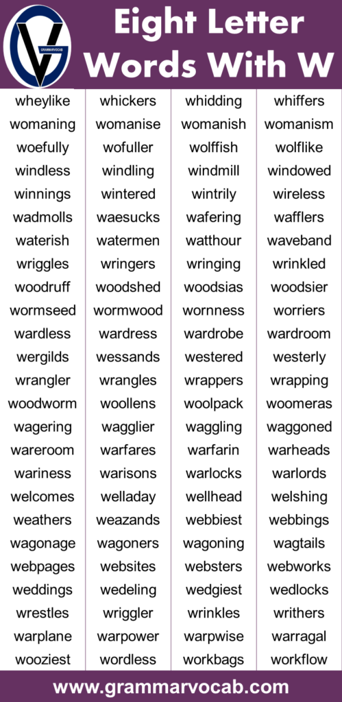 Eight Letter Words Starting With W - GrammarVocab