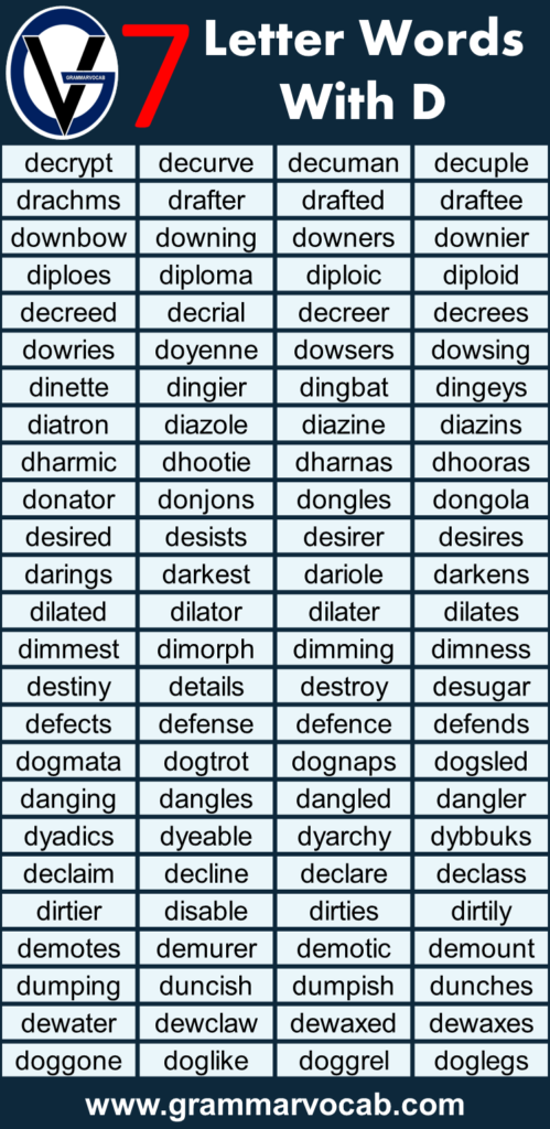 7 Letter Words That Start with D - GrammarVocab