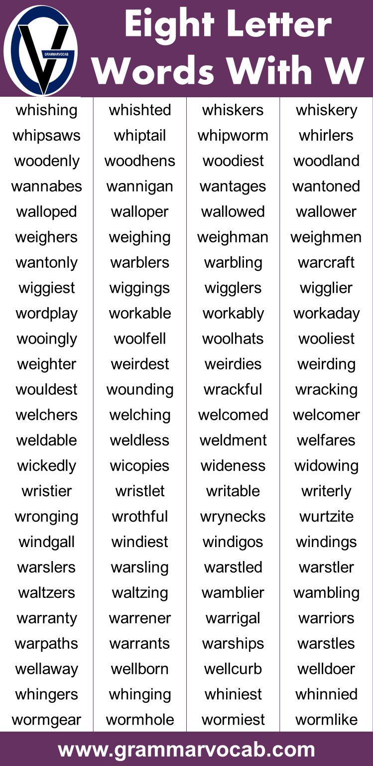list of words with W