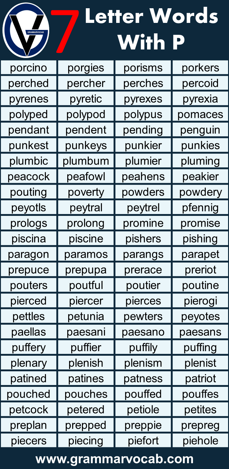 Seven letter words starting with P