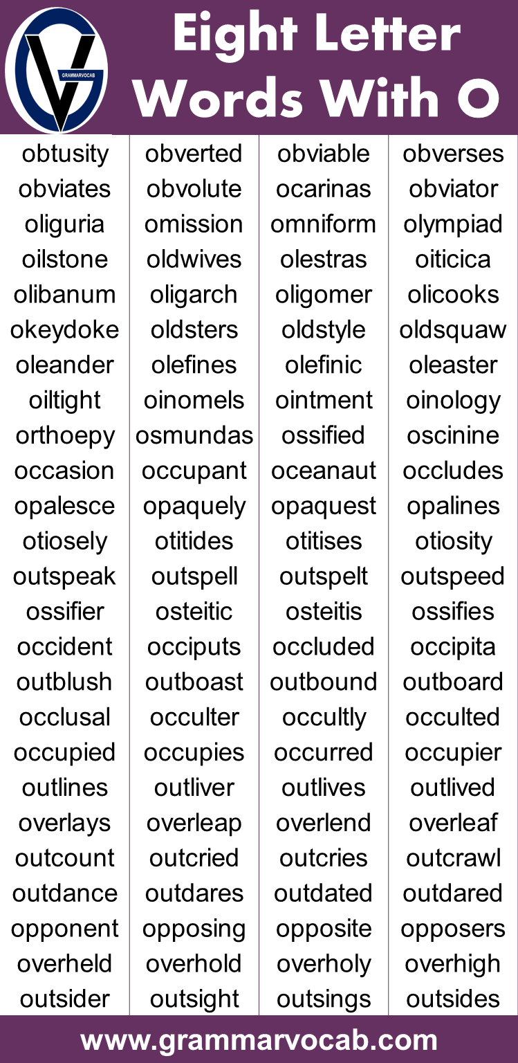 list of words with o