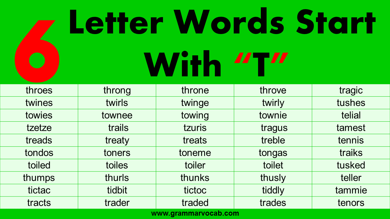 Six Letter Words Starting With T - GrammarVocab