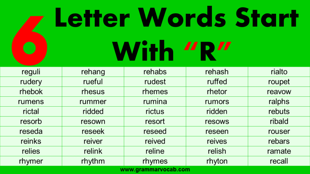 Six Letter Words Starting With R